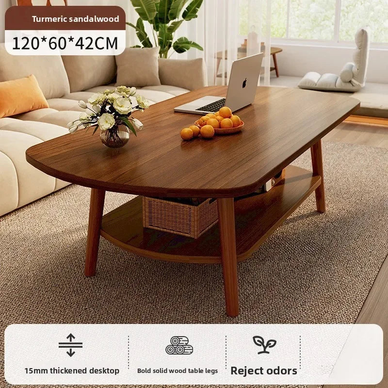Coffee table living room small apartment multi-functional small tea table Nordic simple homestay double-layer small table Oasis Select T-120CM