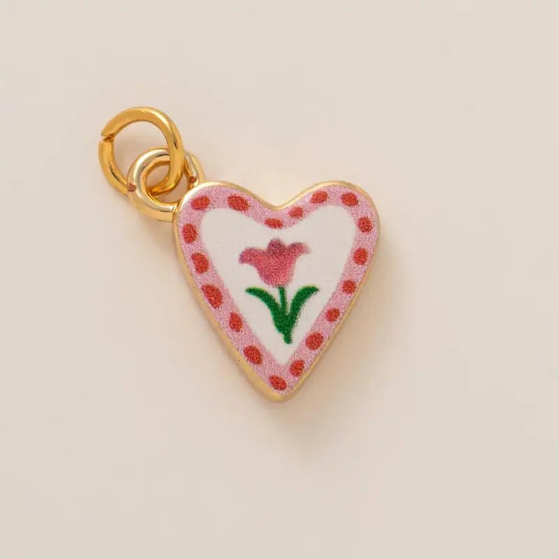 Simple And Versatile Color Blocking Butterfly Love Flower Diy Pendant Accessories Gold-Plated Color Preservation Oasis Select A23
