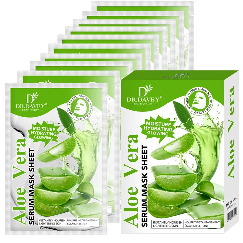 DR.DAVEY Aloe Vera Sheet Mask – Hydrating, 10 Pack