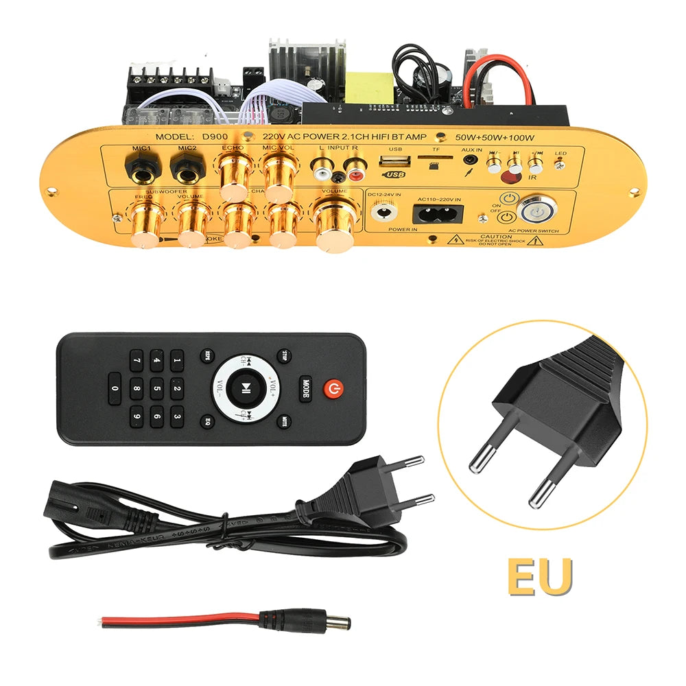 Audio Amplification Board D900 Channel 2.1 HIFI Bluetooth 5.0 50W+50W+100W Digital Media Power Amplification Board Oasis Select EU Plug