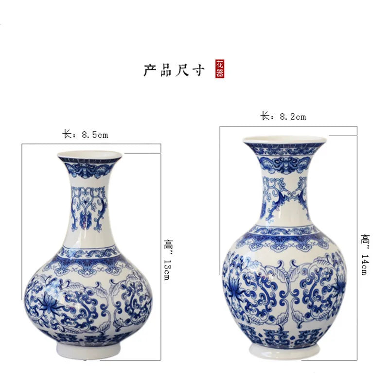 Chinese Table Top Antique Blue And White Porcelain Vase Decoration Crafts Small Ceramic Flower Arrangement Oasis Select