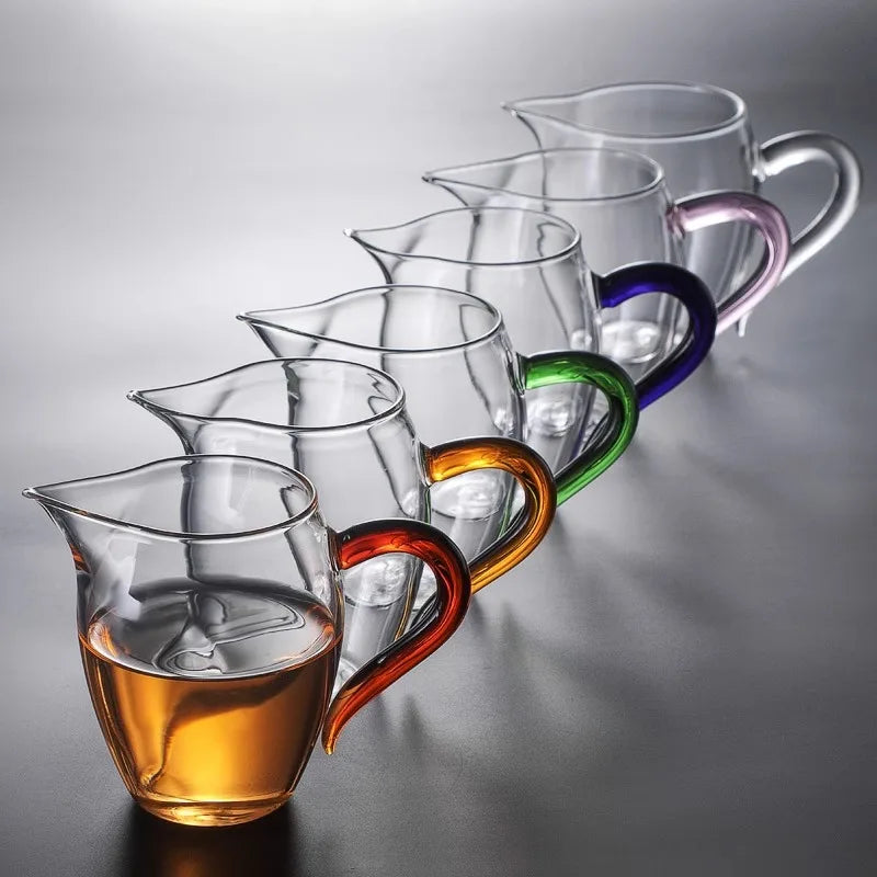 350ml Heat-resisting Clear Glass Tea Pot with Colorful Handle Fair Cup with Infuser Puer Tea Brewing Kettle Pu Erh Pots Teapots Oasis Select