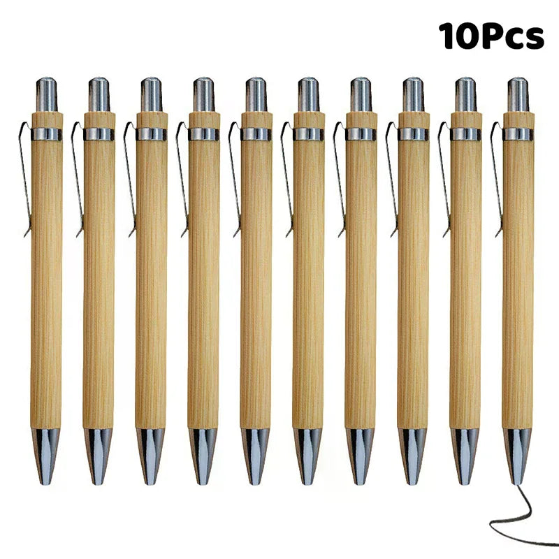 10Pcs Bamboo Ballpoint Pen Stylus Contact Pen Office & School Supplies Pens & Writing Supplies Gifts-Black Ink Oasis Select