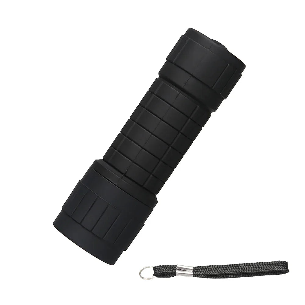 Mini Portable LED Flashlight Nine XPE Waterproof Lamp Beads Strong Lighting Using Fixed Focus Pocket Outdoor Emergency Torch Oasis Select Black 1PCS