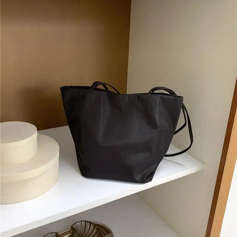 Women's Nylon Bucket Shoulder Bag – Lightweight Tote Handbag