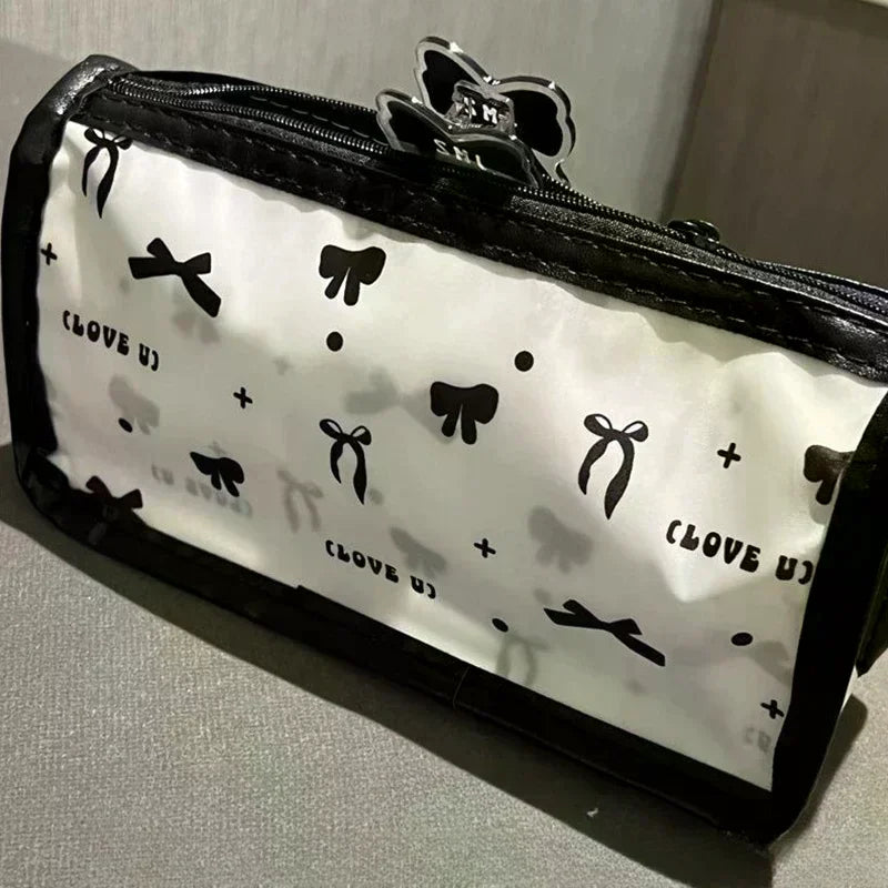 Cartoon Translucent Pencil Case Multi-layer Vertical Large-capacity Stationery Storage Bag School Supply Cosmetic Bag Oasis Select