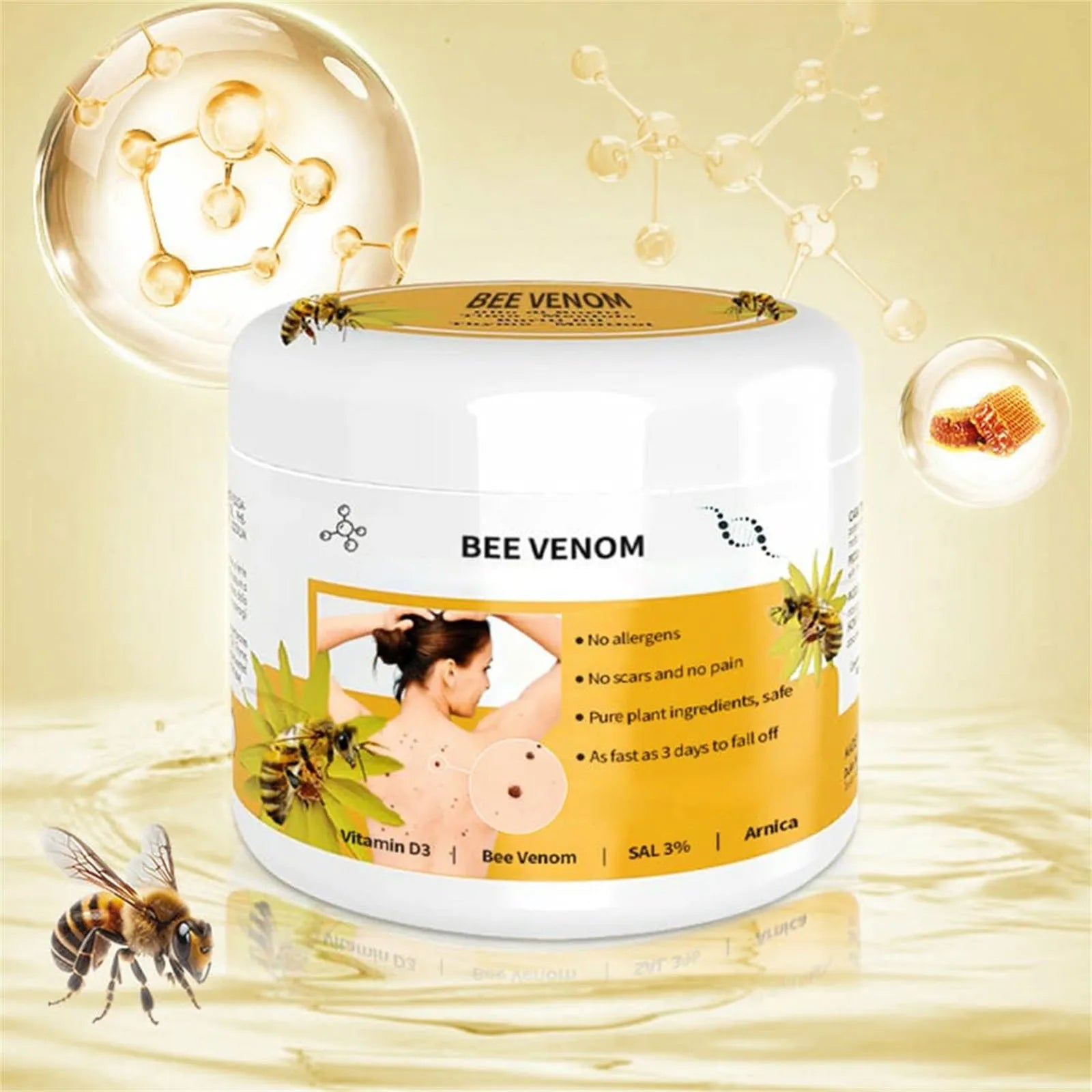 Bee Venom Cream Repair Hand and Foot Skin Redness and Itchiness Moisturizing and Smoothing Skin Care Cream Body Care Gift Oasis Select yellow One Size