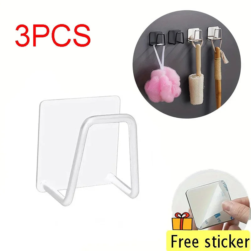 1-5Pcs Kitchen Sink Sponge Rack Drain Storage Holder Self Adhesive Stainless Steel Wire Ba Il Rag Brush Organizer Wall Hooks Oasis Select 3PCS-white