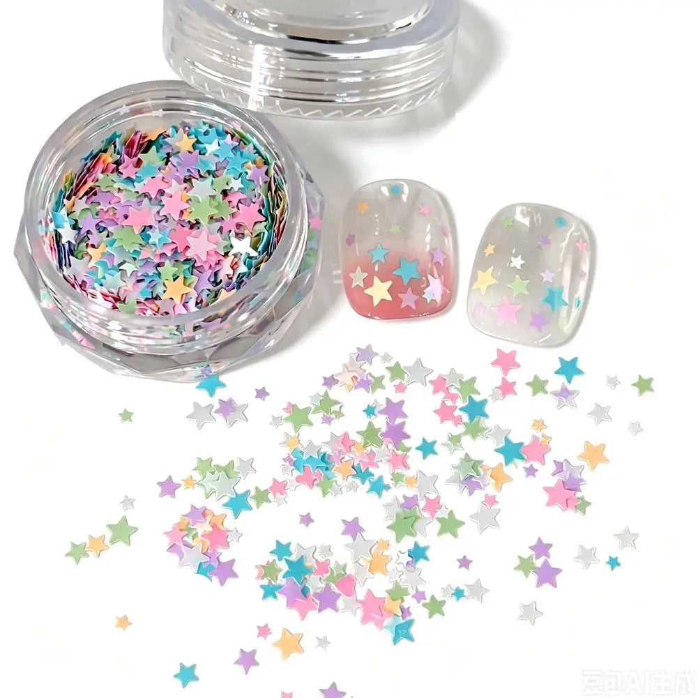 1 Box Colorful Heart Star Glitter for Nails Glitter Flakes Sparkling Diamond Sequin Nails Charms Sequins Manicure Decorations Oasis Select A