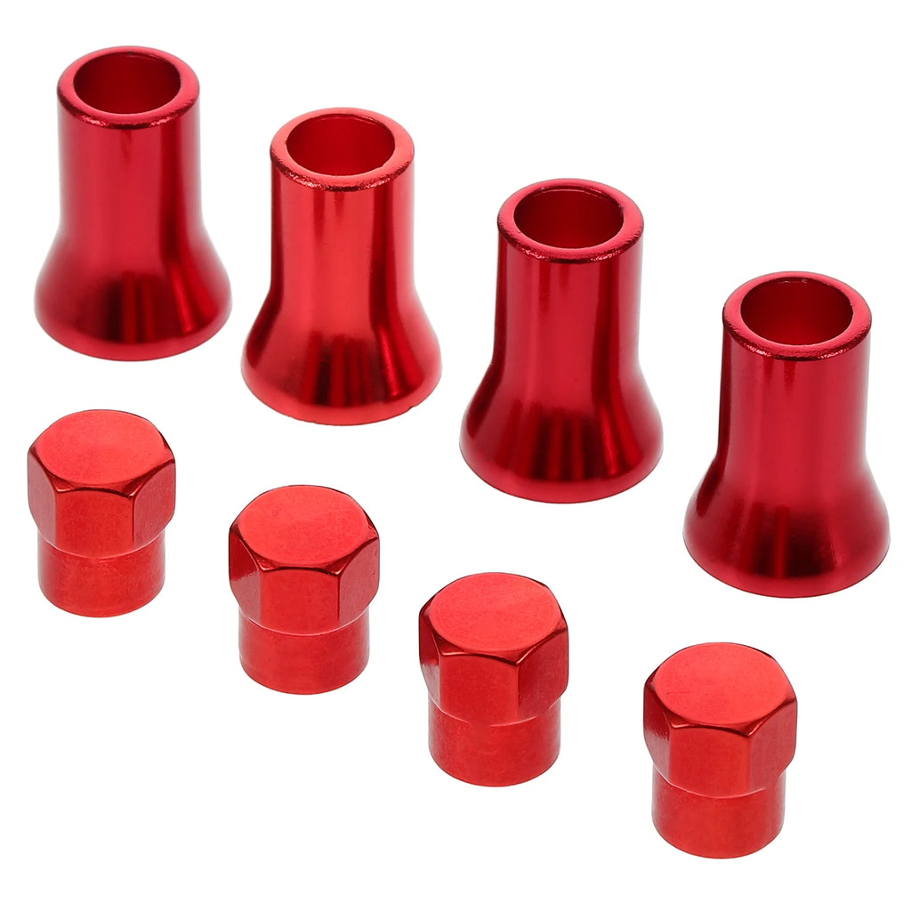 8 Pcs Red Rubber Tire Valve Stem Caps With Sleeves Decorative Car Rim Valve Caps Truck Wheel Air Valve Covers Barrel Oasis Select Red