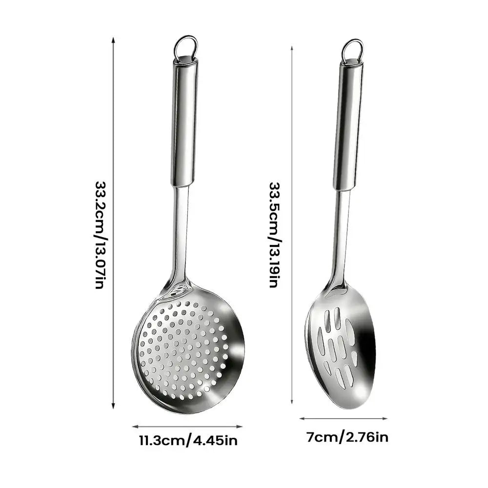 strainer spoons Stainless Steel Wok Spatula Metal Kitchen Accessories Slotted Turner Rice Spoon Ladle Cooking Tools Utensil Set Oasis Select 2Pcs