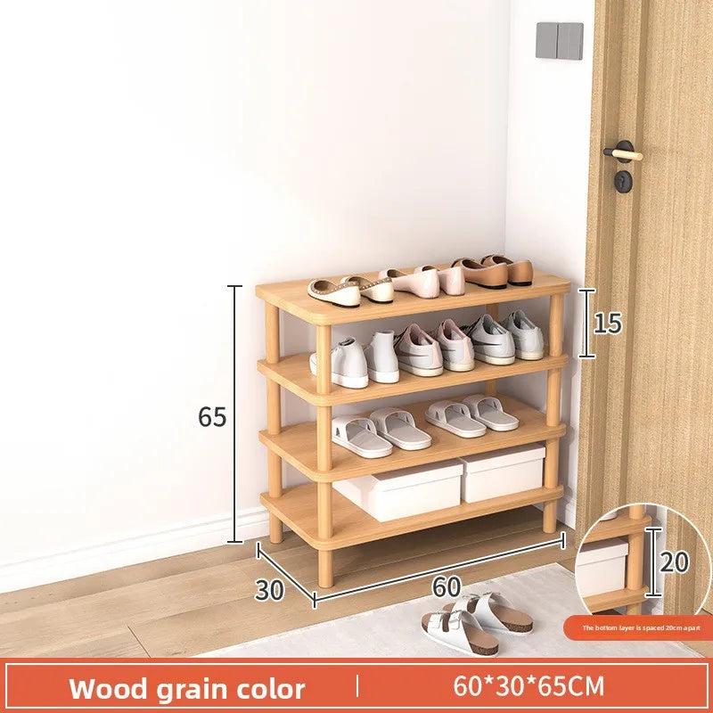 Wooden Shoe Rack Simple And E****mical Household Multi-layer Storage Rack Rental House Dormitory Shoe Cabinet Storage Artifact Oasis Select 60-30-Wood-4 floors