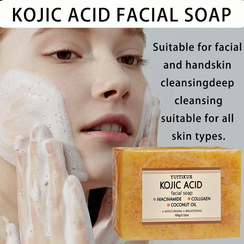 YUITIKUE Kojic Acid Facial Soap with Niacinamide Collagen Coconut Oil for Deep Cleansing & Brightening Skin Oasis Select