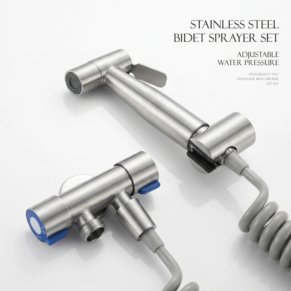 Stainless Steel High Pressure Handheld Shower Kit with 4.8-Inch Hose And Wall Bracket for Bathroom Cleaning Spray Gun Oasis Select