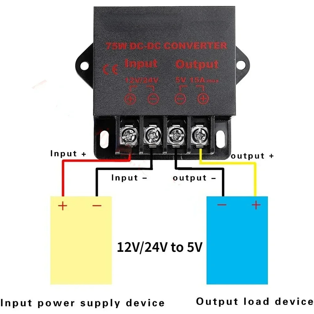 12V/24V to 5V 5A 15AMP 3A 10A 24V to 5V 12V to 5V 15A Car Step Down Reducer DC Converter Voltage Regulator for Car Oasis Select