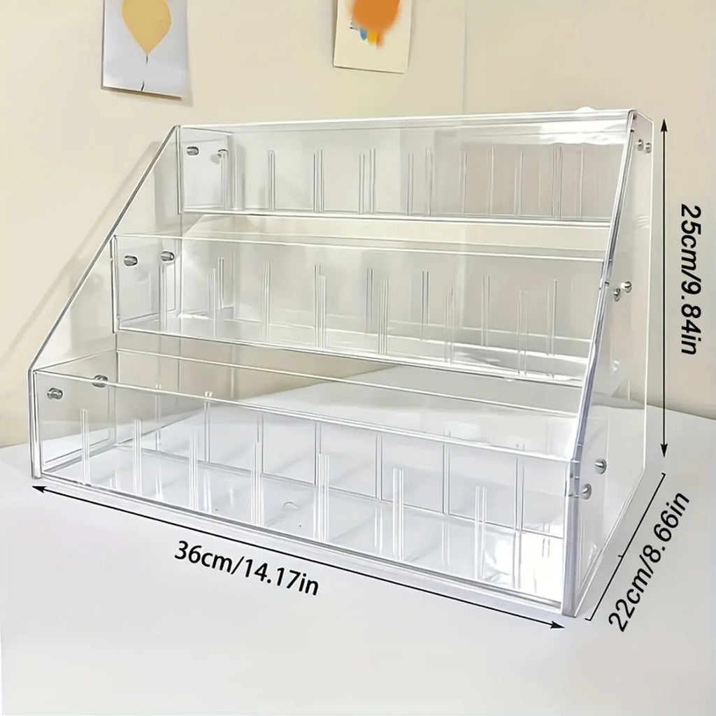 3-Layer Transparent Cosmetics Storage Rack, Perfume Display Rack, Multi-Function Ladder Display Rack Oasis Select Clear