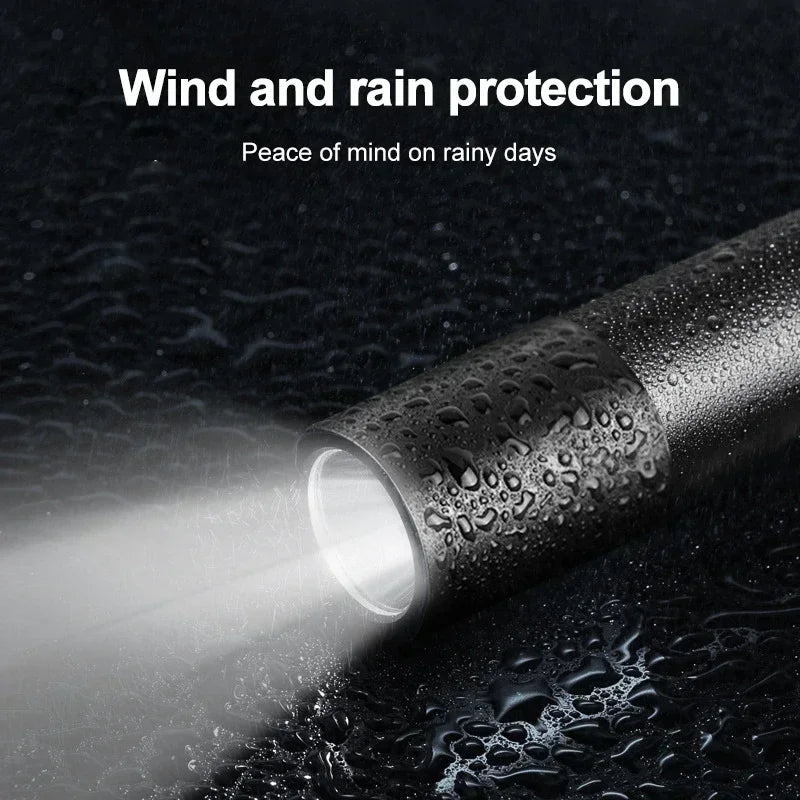 Mini Keychain Flashlight USB Charging Waterproof Pocket Torch Lamp 3 Modes Outdoors Strong light Camping Fixed-Focus Flashlight Oasis Select