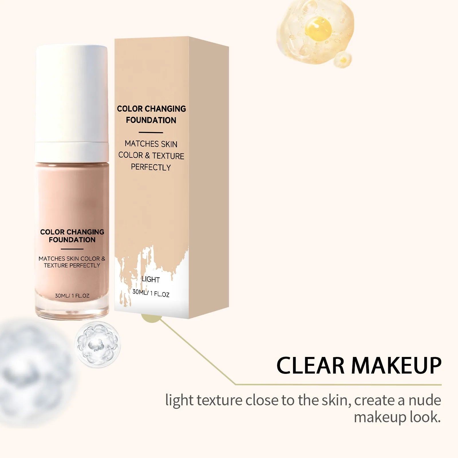 Color Changing Liquid Foundation – Waterproof, Skin Tone Match Liquid Foundation Oasis Select