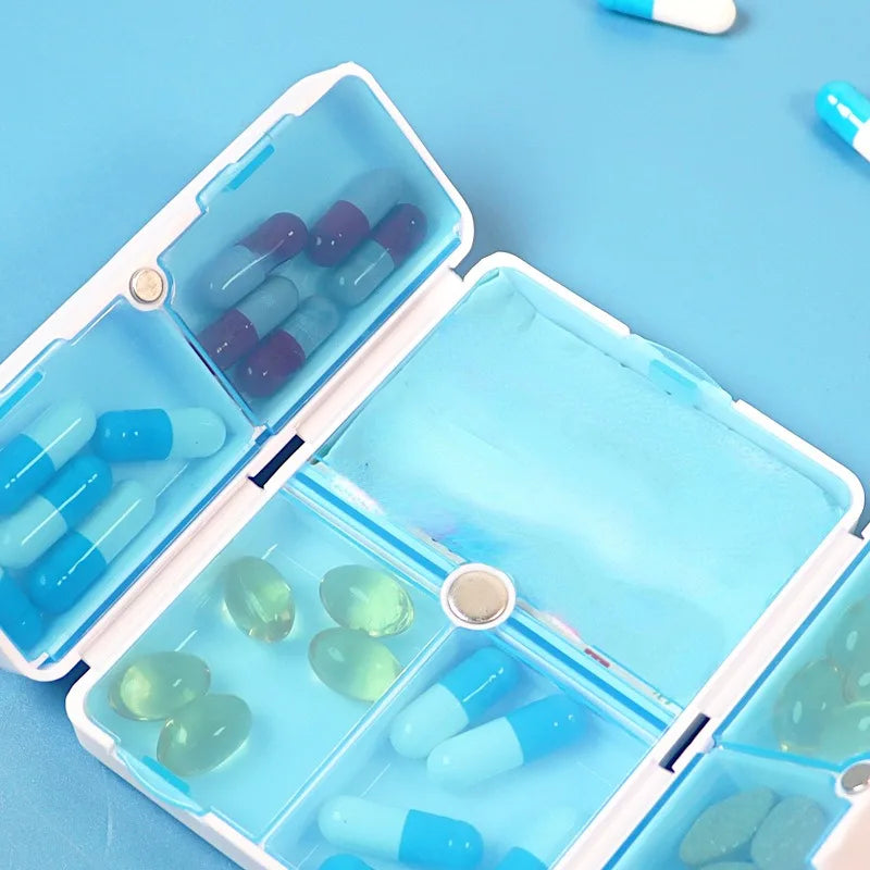 2pcsWeekly Pill Box 7 Grids Medicine Organizer Tablet Storage Box Travel Pill Case Drug Dispenser Container Health Care Portable Oasis Select