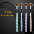 4pcs Set of Ergonomic Manual Toothbrushes with 3 Brush Heads,Golden Volcanic Bristles And Soft Grip Handle - Suitable for Adults Oasis Select 4pcs random colors