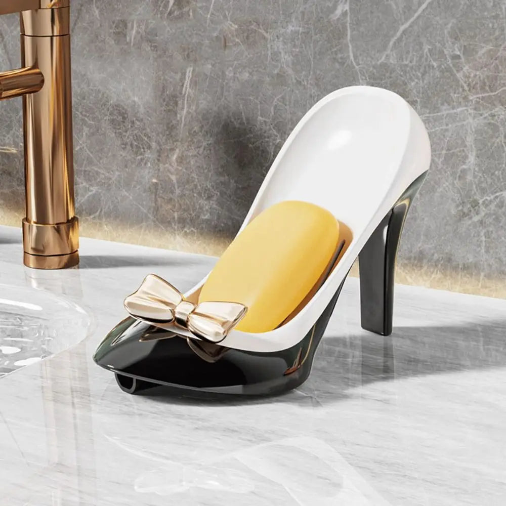New Plastic Bathroom Soap Container Anti-slip Suction Cup Kitchen Sponge Storage Rack Funny High Heels Shape Soap Drain Box Oasis Select 1