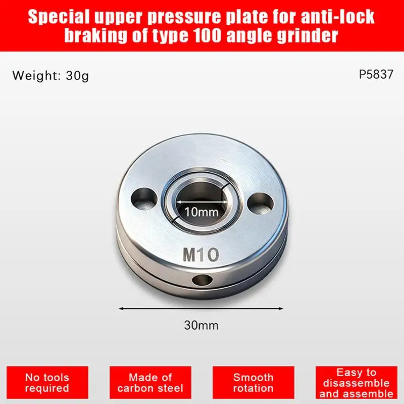 1pcs Flange Nut Thickened Anti Lock Angle Grinder Flange Plate for 100mm M10 High Hardness Clamp Removal Tool for Grinder Oasis Select A1