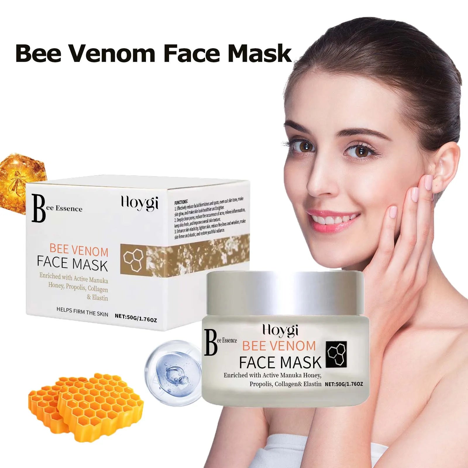 Propolis Facial Mask Moisturizing Brightening & Pore Purifying Soothing Bee Venom Firming Skin Facial Care Mask Nourishing Oasis Select