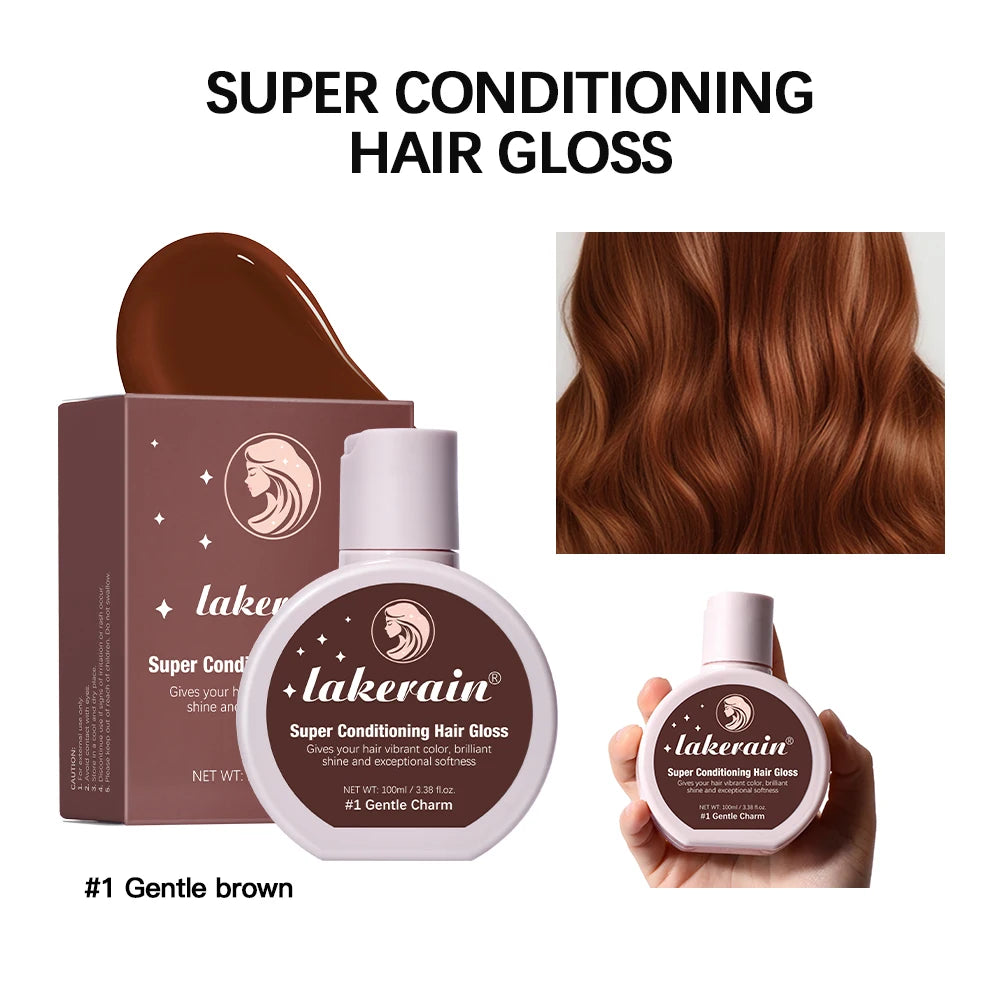 Hair Glaze Super Gloss Color Conditioning Gloss Rinse Out Semi-Permanent Hair Gloss that Enhances Color Nourish and repair Easy Oasis Select 1 Gentle Brown