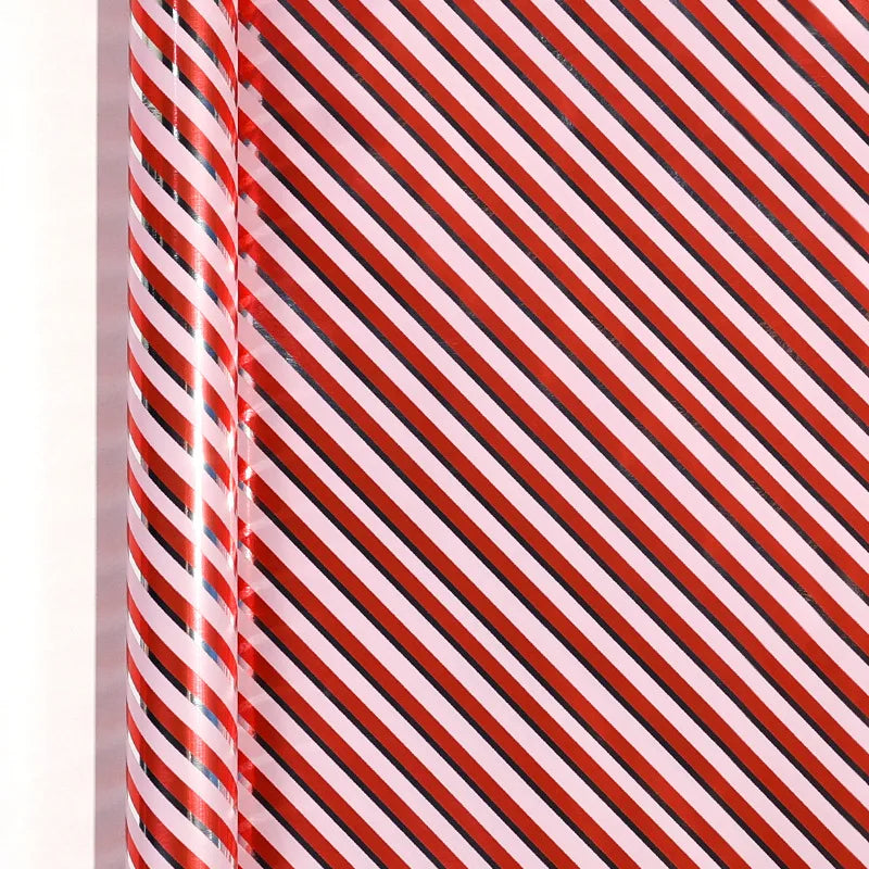 17" X 120" Xmas Wrapping Paper Roll Red White Metallic Color Stars Stripe Gifts Pattern for Merry Christmas Birthday Party Oasis Select B