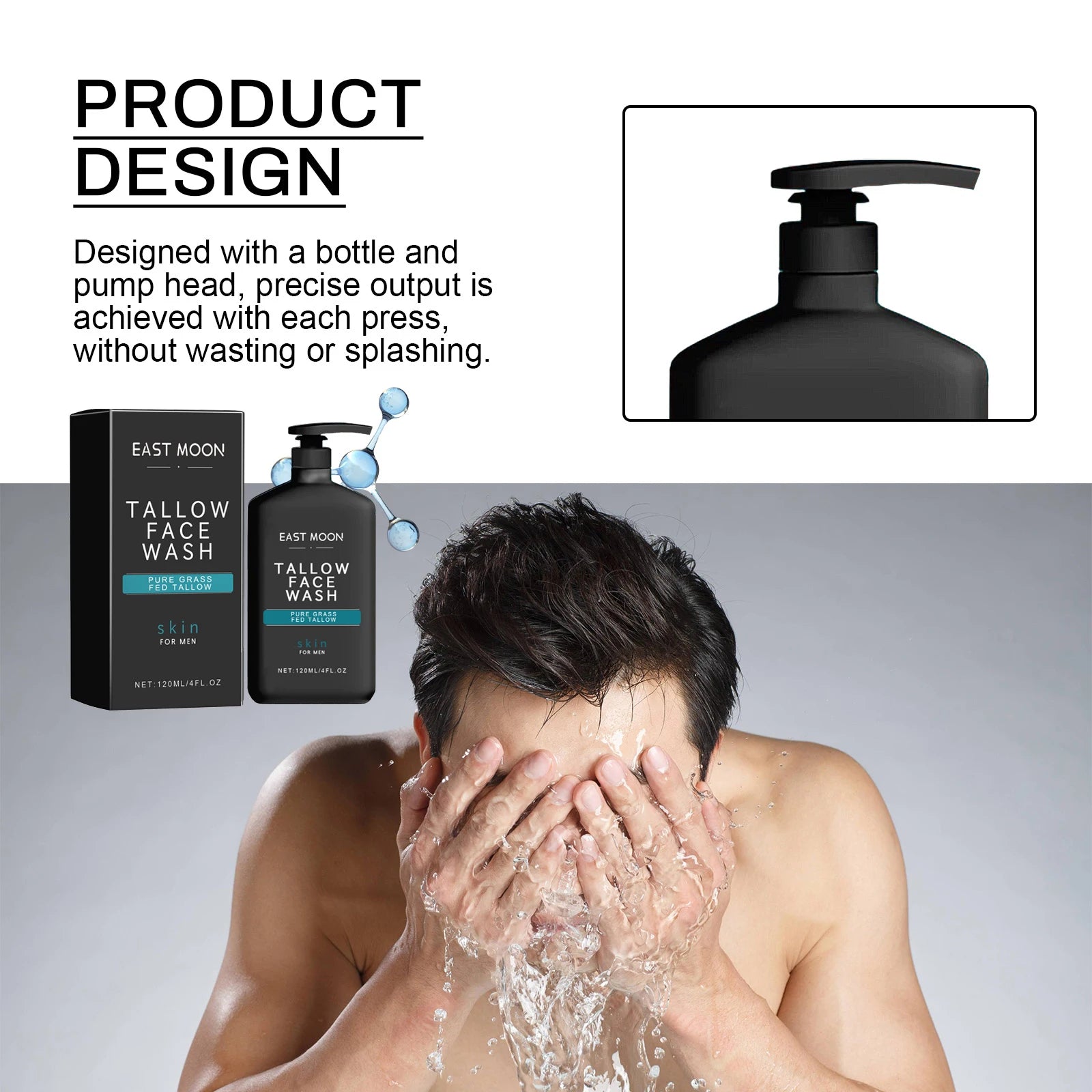 Men's Daily Face Wash Deep Cleansing Pore Oil Control Remove Acne Blackhead Brightening Facial Cleanser for Refreshed Skin Oasis Select