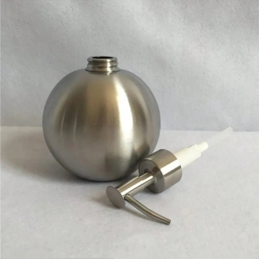 500ML Stainless Steel Spherical Liquid Soap Bottle Push Type Hand Sanitizer Dispenser Bottle Squeeze Bottle Shampoo Bottle Oasis Select Silver