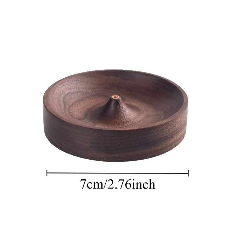 North American Black Walnut Solid Wood Incense Stick Burner Base Handmade Tea Ceremony Round Incense Censer Agarwood Tray Holder Oasis Select Holder