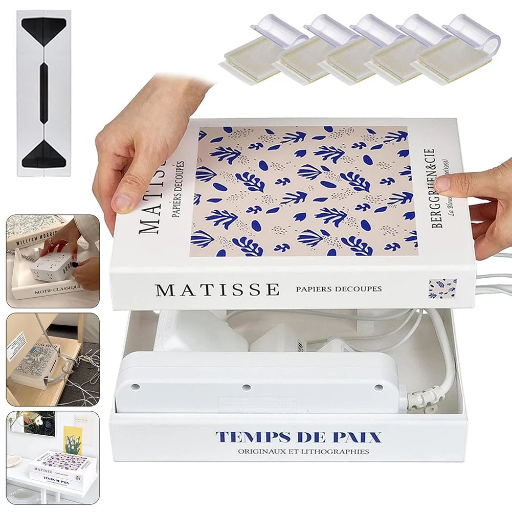 Book-Shaped Cable Management Box | Desk Cord Organiser