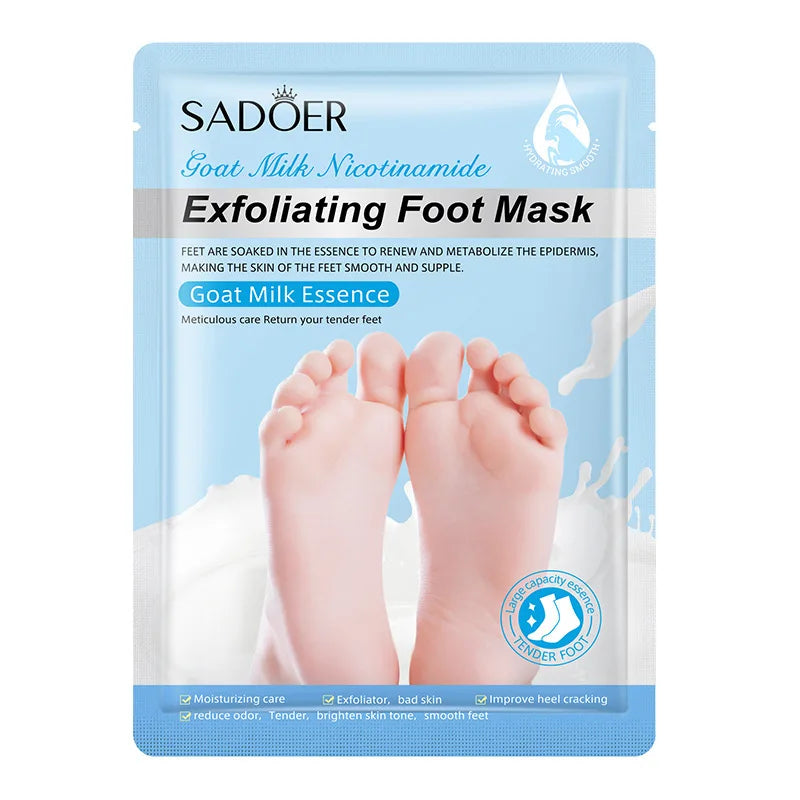 SADOER Foot Peel Mask Exfoliating Socks Pedicure Mask Remove Dead Skin Moisturizing Repair Foot Care Oasis Select Goat Milk