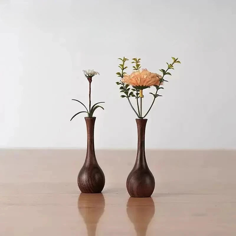 Black Walnut Solid Wood Creative Vase Diffuser Table Top Aromatherapy Decoration Flower Arrangement Decorative Vase Oasis Select