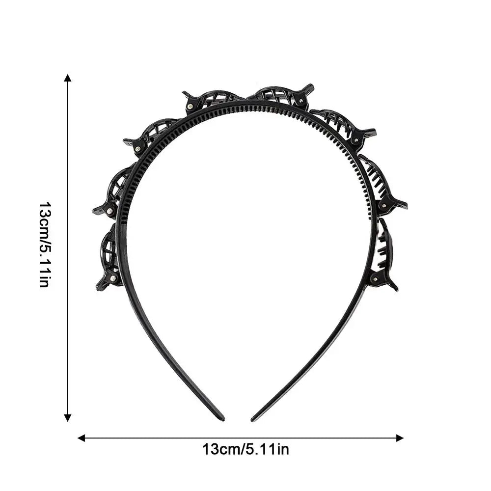 Headband with Clips Hairstyle Hair Clips Hairpin Head Hoop Twist Plait Clip Front Hairclips Hair Hoop Women Headband Headwear Oasis Select Black