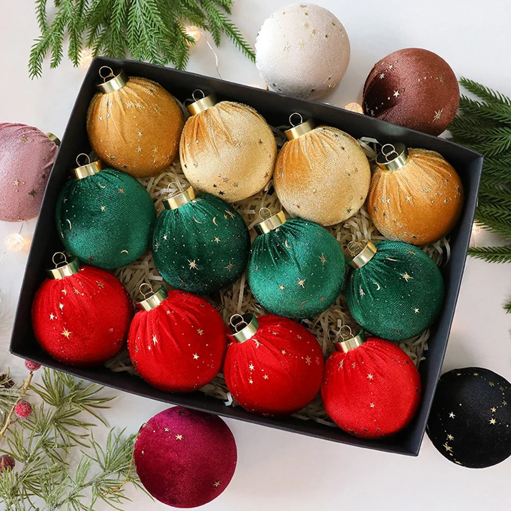 Christmas Ornaments Curly Balls Velvet Decorations 12 Pcs Set For Christmas Tree DIY Christmas Tree Decoration Decorated Ball Oasis Select