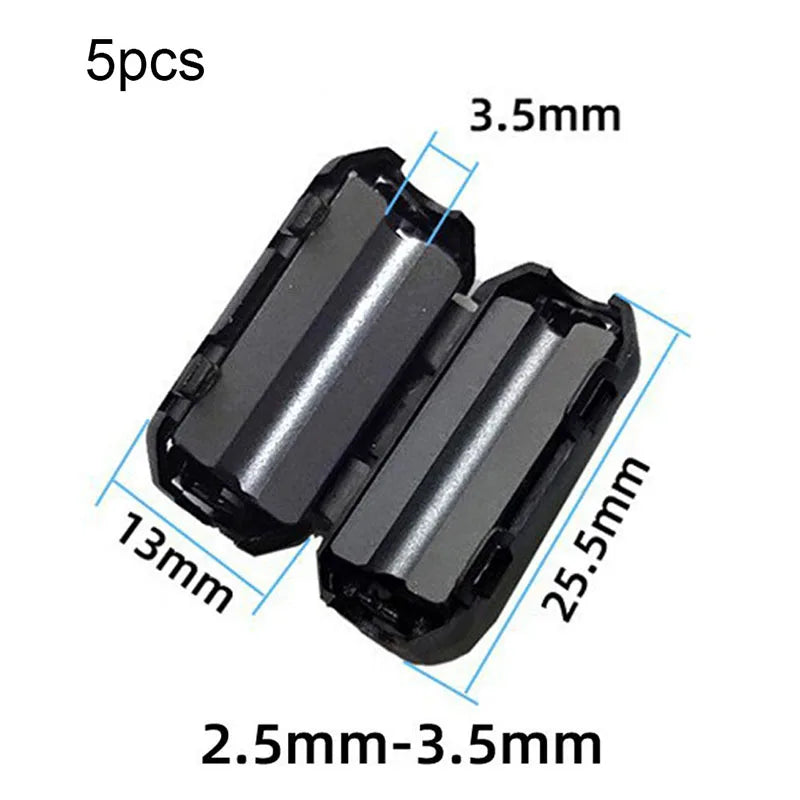 5Pcs 3.5/5/7/9/13mm Toroidal Core Ferrite Bead Clip Choke EMI RFI Noise Filter Clip For USB/Video Cable Power Cord Oasis Select 3.5mm