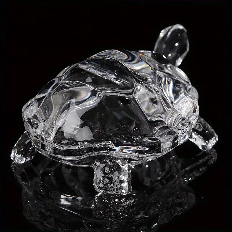Crystal Turtle Statue | Lucky Feng Shui Glass Ornament Decor
