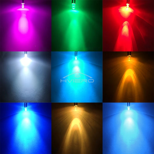 10-Pack 3mm Pre-Wired LED Bulbs DC 12V Water Clear Round Top Pre-Wired LED Bulbs Oasis Select