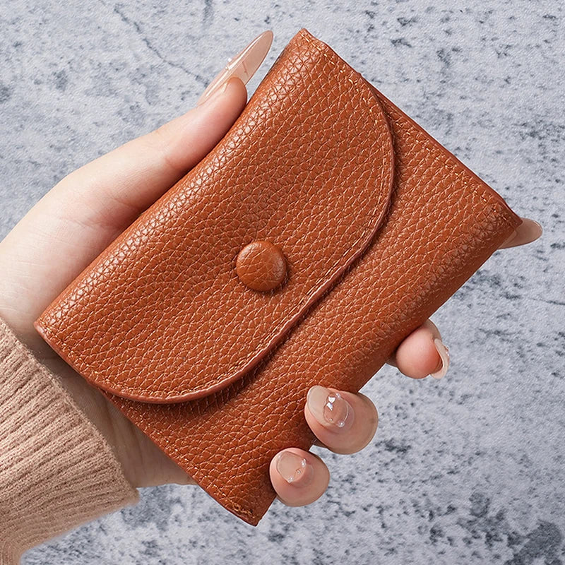 Women Wallets PU Leather Female Purse Mini Hasp Solid Multi-Cards Holder Coin Short Wallets Slim Small Wallet Zipper Hasp Oasis Select Brown
