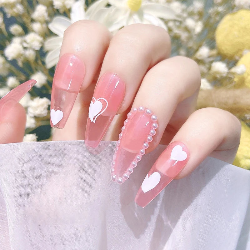 3-Sheet Heart Nail Stickers – Self-Adhesive Nail Decals