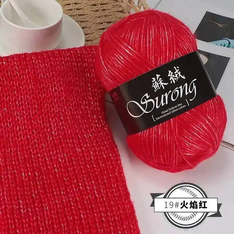 100g Metallic Hand knitting Yarn Crocheting silk acrylic Yarn to knit sweater blanket hat line Crocheting bag slipper Thread Oasis Select 19 Flame Red