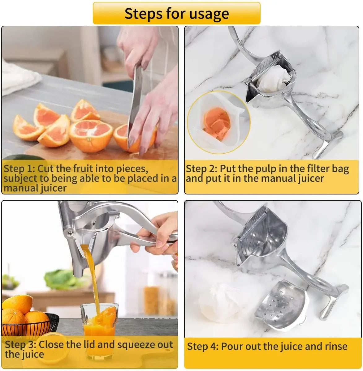 Manual Juice Squeezer Aluminum Alloy Hand Pressure Juicer Pomegranate Orange Lemon Sugar Cane Juice Kitchen Bar Fruit Tools Acce Oasis Select