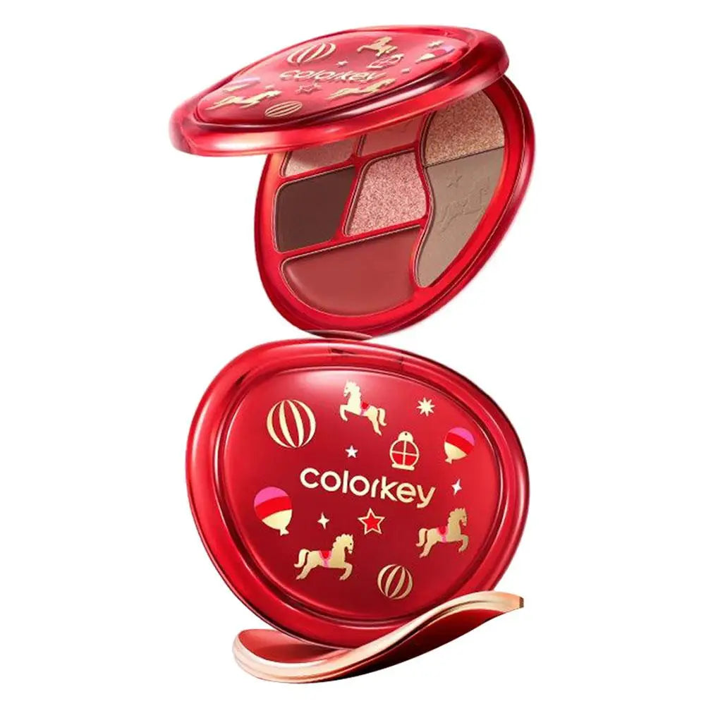 COLORKEY [Year of the Horse Limited Edition] Water Mist Lip Glaze Set Unique Gift Box Matte Velvet Lipstick Eyeshadow Makeup Oasis Select Eyeshadow
