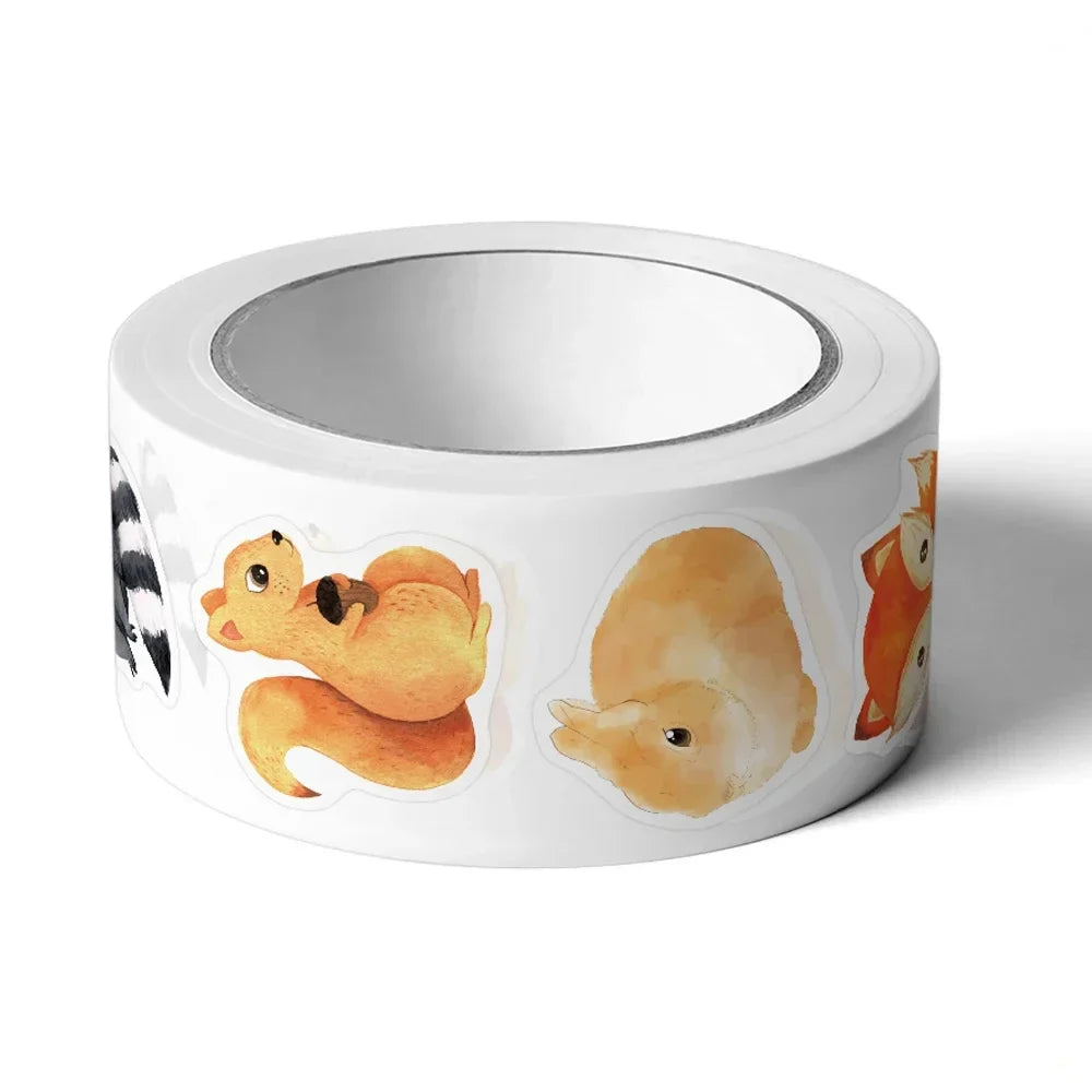 500Pcs/Roll Heterotypic Forest Animals Stickers 2.5cm/1.0'' Art Labels Learning Rewards, Adorn Gifts for Watercup Phone PC Pad Oasis Select