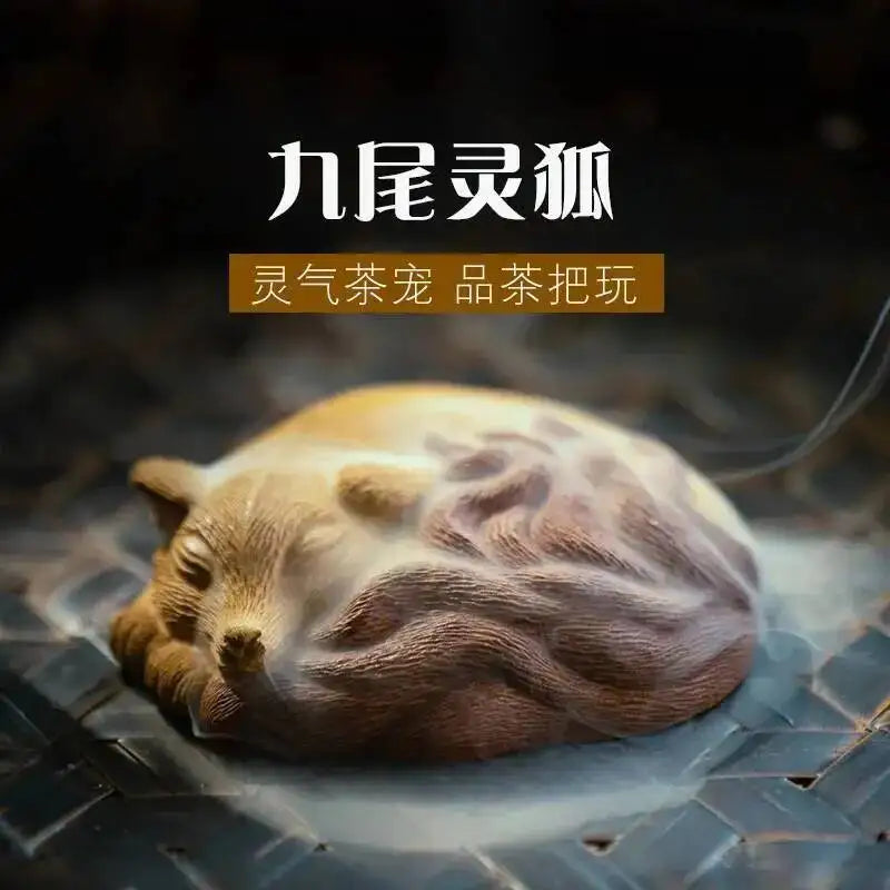 Zisha Tea Pet Fox Ornament Nine-tailed Fox Sculpture Tea Tray Decoration Accessories Tea Pet Oasis Select