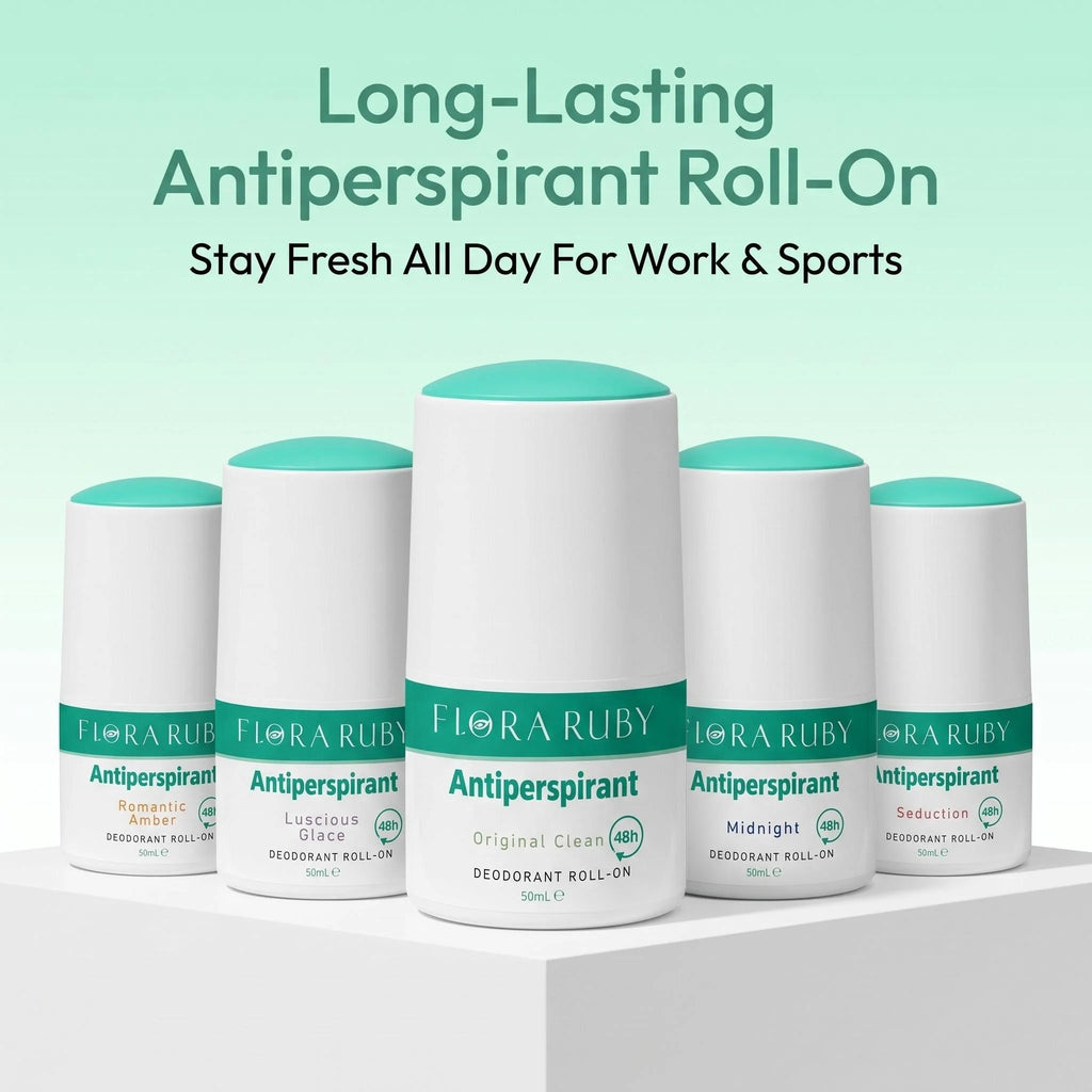 Flora Ruby deodorant rool on, 24-hour anti sweat and deodorizing, long-lasting freshness, easy to carry Oasis Select