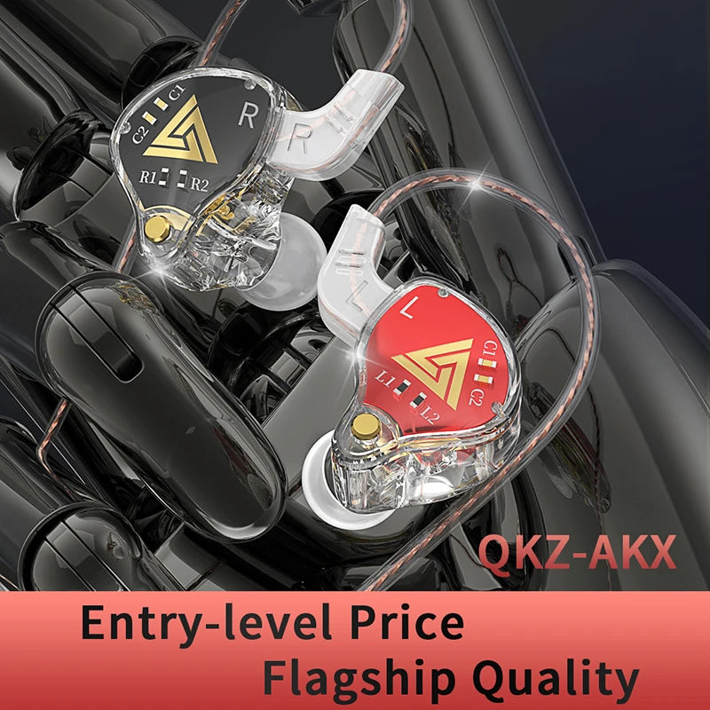 Original QKZ AKX Wired Earphone IEM Monitor Level Headset With MIC HIFI Stereo 3.5mm AUX In-Ear Headphone For Music Game Sport Oasis Select