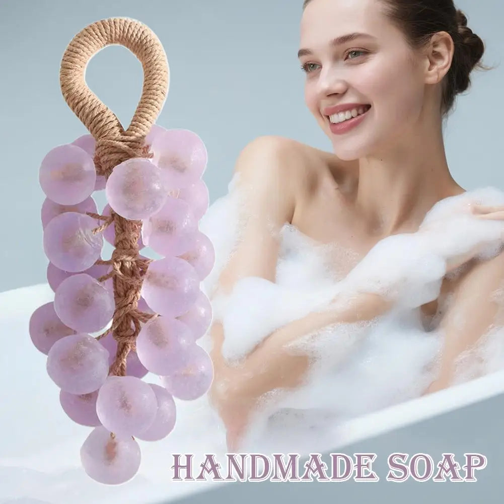 Grape Soap on a Rope with Box Christmas Gift, Handmade Grape Cluster Shape Soap Bar, Aromatic Bath Hand Wash Gift Home Decor Oasis Select